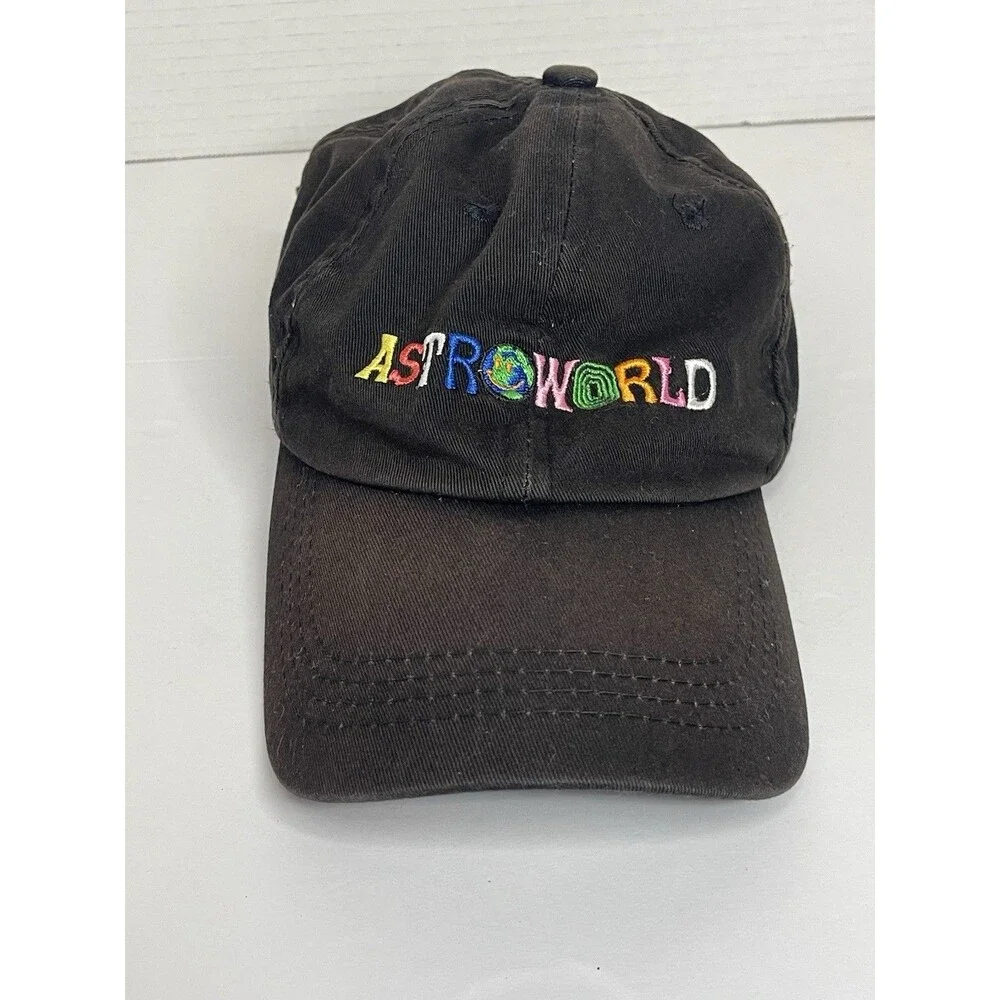 Astroworld Faded Black Baseball Hat Cap Embroidered